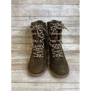 Carlos Santana Ardent Brown Lace-Up Booties Size 9.5M Side Zipper